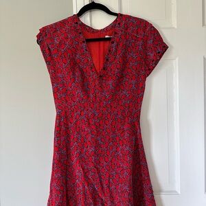 10 Crosby Derek Lam Red Fit and Flare Midi Dress